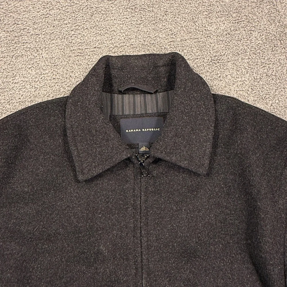 Banana Republic‎ Jacket Mens Extra Large Charcoal Wool Cashmere Blend Zip Lined
